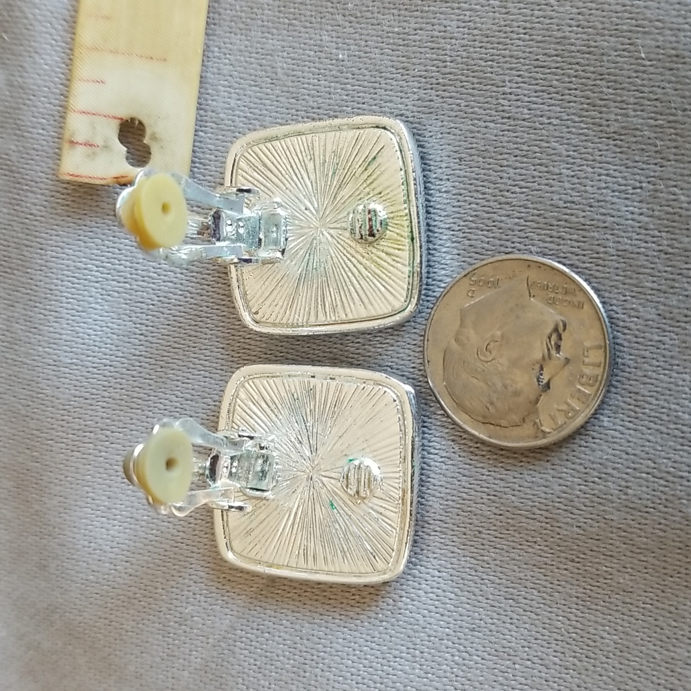 Inlay Abalone CLIP-ON earrings silver tone - Picture 4 of 4
